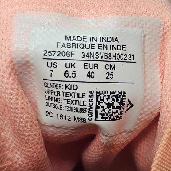 Converse Girls Orange Canvas High-Top Sneakers Size 7 Y - Picture 11 of 11